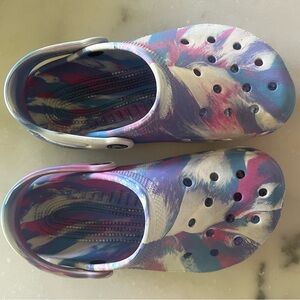 Tie-dye crocs.